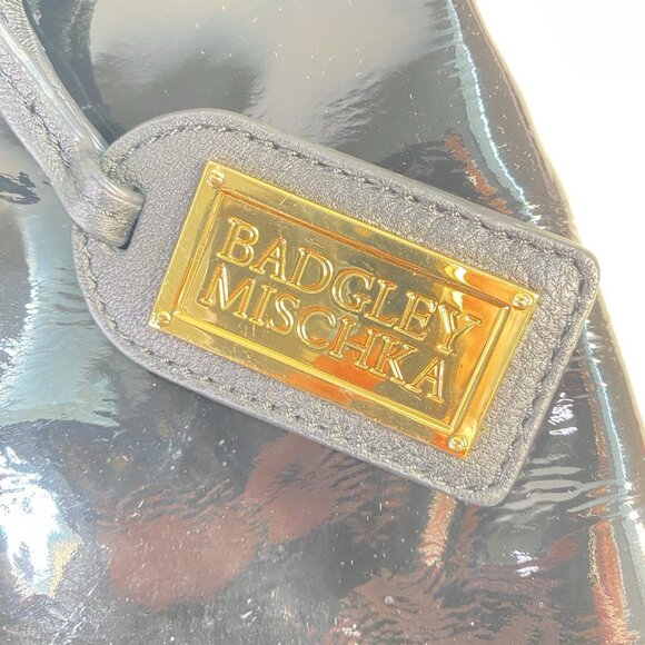 Badgley Mischka HOBO Large Shoulder Bag Black Patent Leather - Picture 2 of 16
